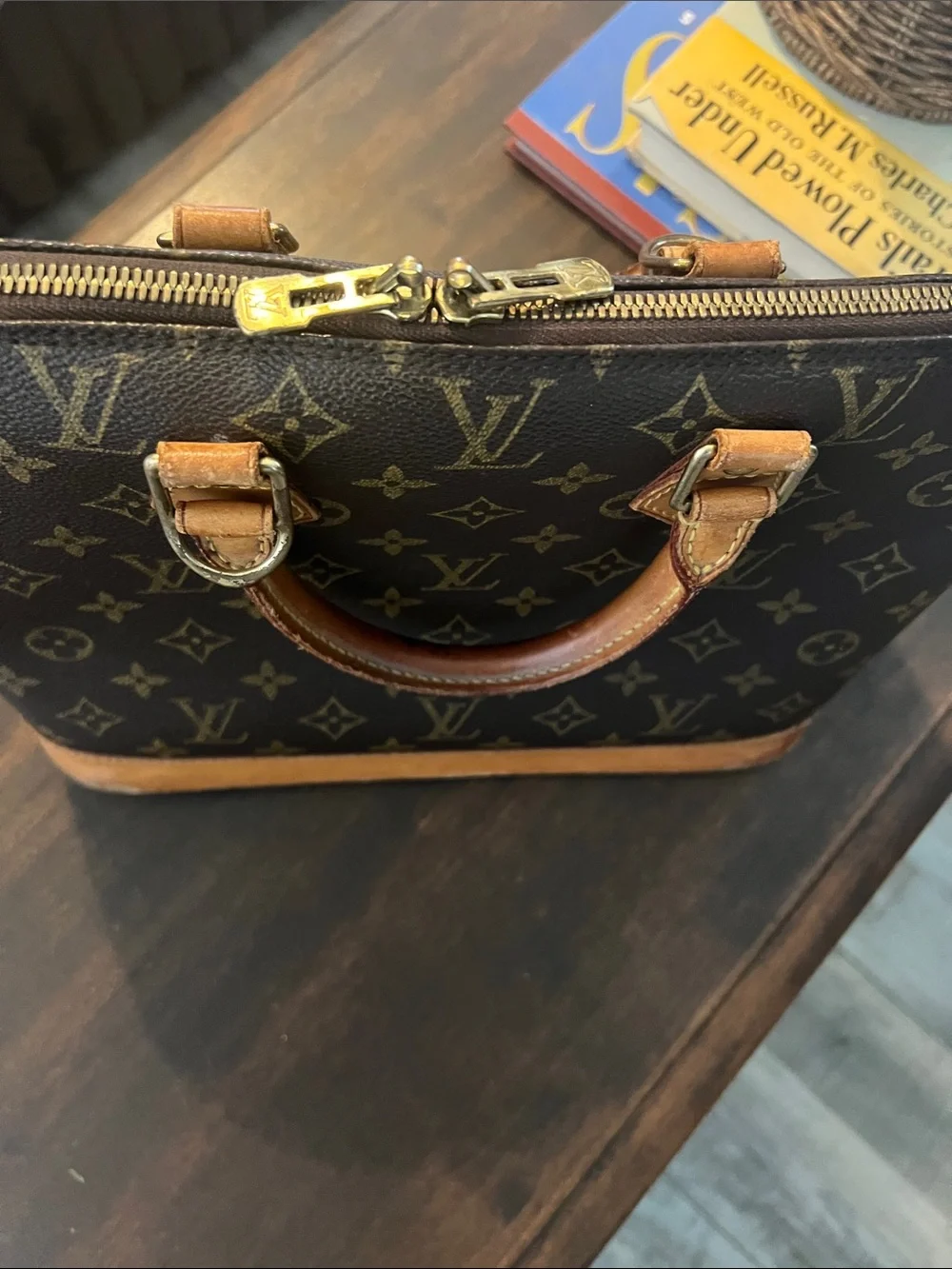 Louis Vuitton Brown Monogram Canvas Toiletry Bag with Tan Leather Trim
